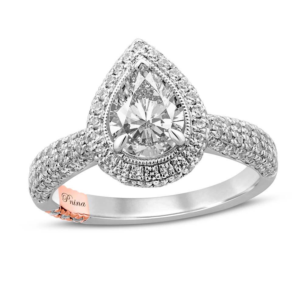 Pnina Tornai The Perfect Pair Diamond Engagement Ring 1-3/4 ct tw Pear-shaped/Round 14K White Gold yeruytJ8