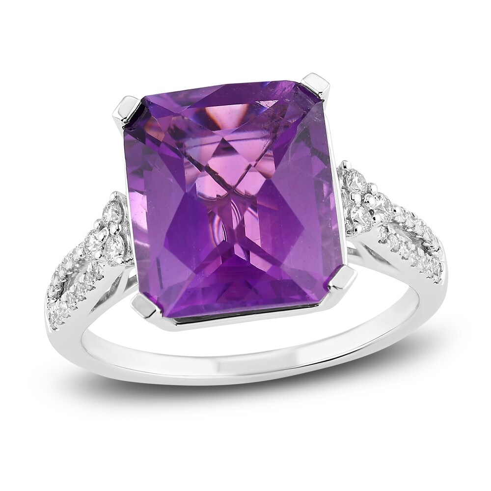 Natural Amethyst Engagement Ring 1/5 ct tw Diamonds 14K White Gold yiVUm1ae