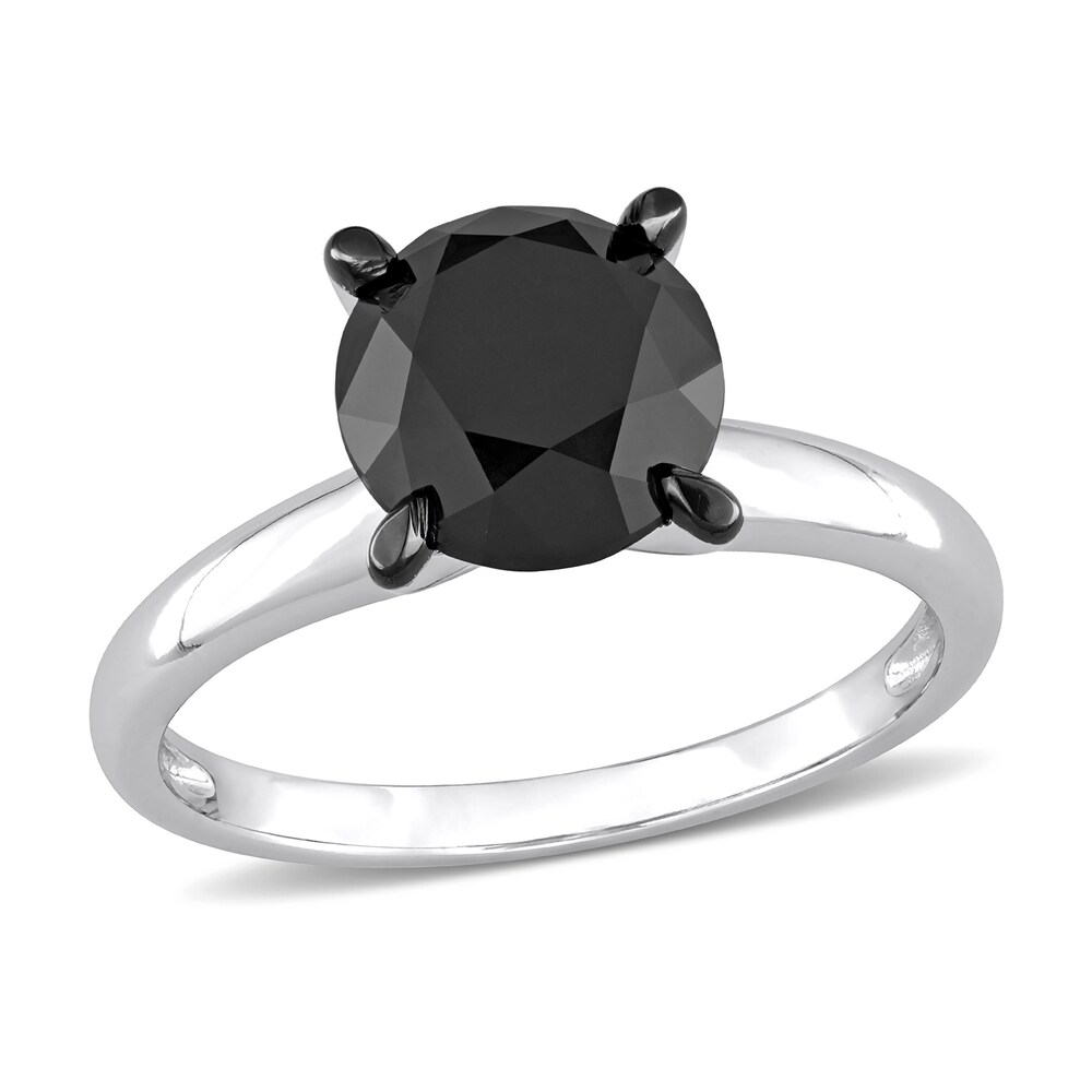 Black Diamond Solitaire Engagement Ring 3 ct tw Round-cut 14K White Gold z1ieUJuP