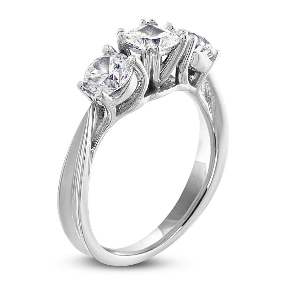 Diamond 3-Stone Ring 2 ct tw Cushion/Round 14K White Gold zBvGLM9o