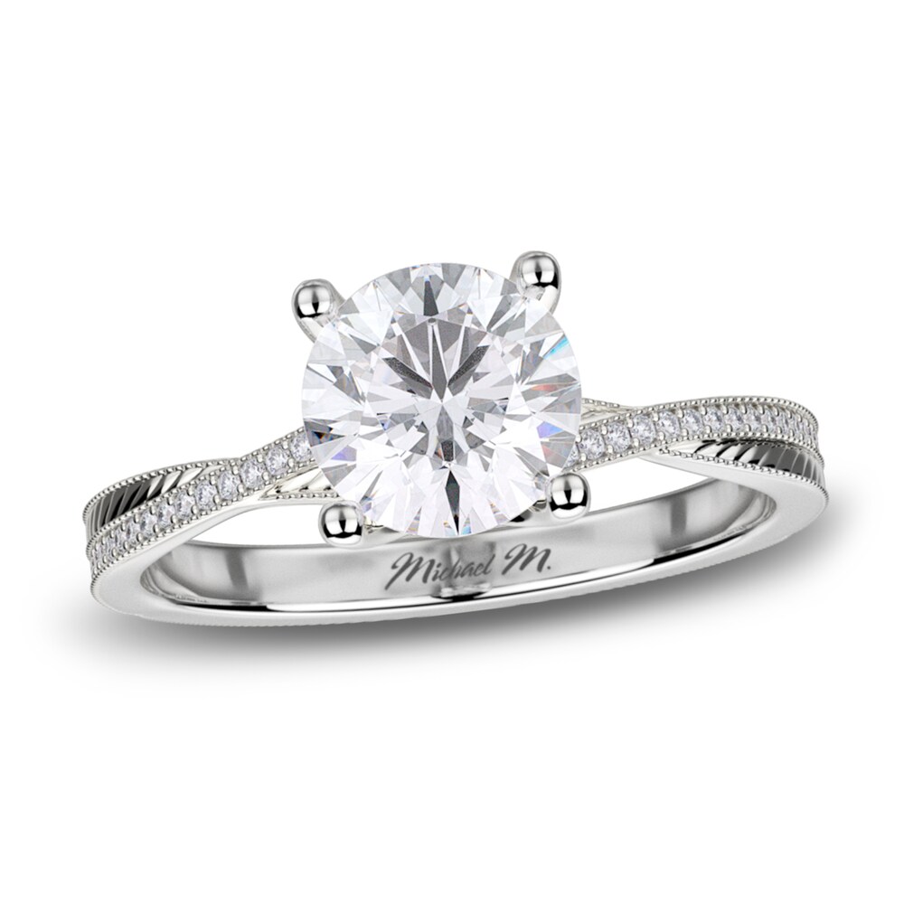 Michael M Diamond Ring Setting 1/15 ct tw Round 18K White Gold (Center diamond is sold separately) zCCkoQj9