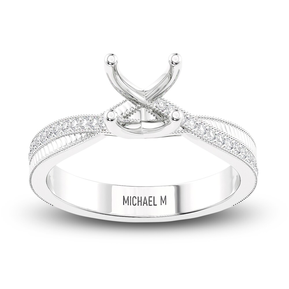 Michael M Diamond Ring Setting 1/15 ct tw Round 18K White Gold (Center diamond is sold separately) zCCkoQj9