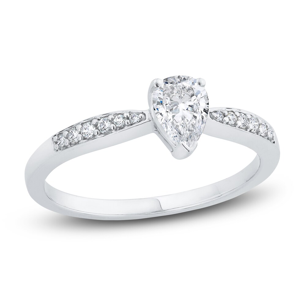 Diamond Engagement Ring 1/2 ct tw Pear-shaped/Round 14K White Gold zMeFLRBI