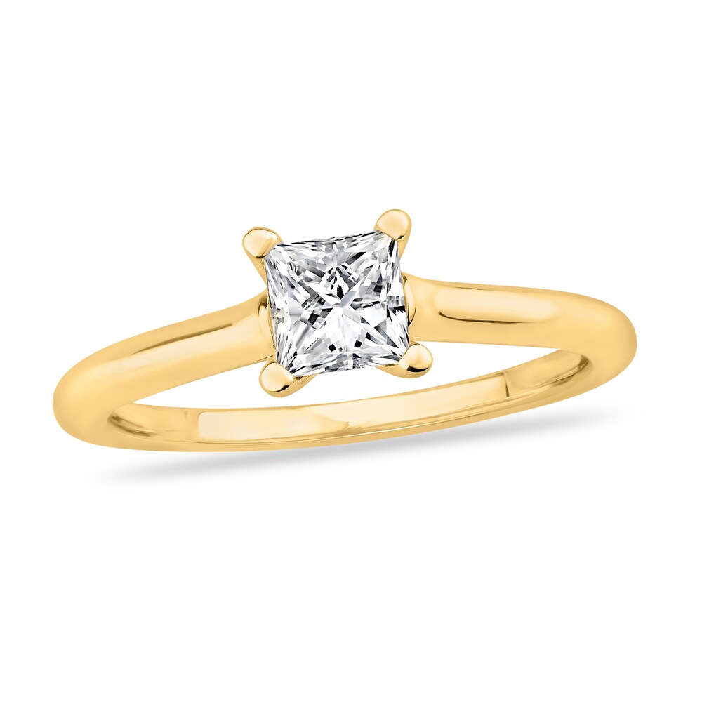 Diamond Solitaire Engagement Ring 7/8 ct tw Princess-cut 14K Yellow Gold (I2/I) zSJAUTMo