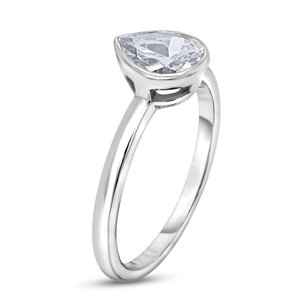 Diamond Solitaire Engagement Ring 3/4 ct tw Bezel-Set Pear-cut 14K White Gold (I2/I) zTrERmCH
