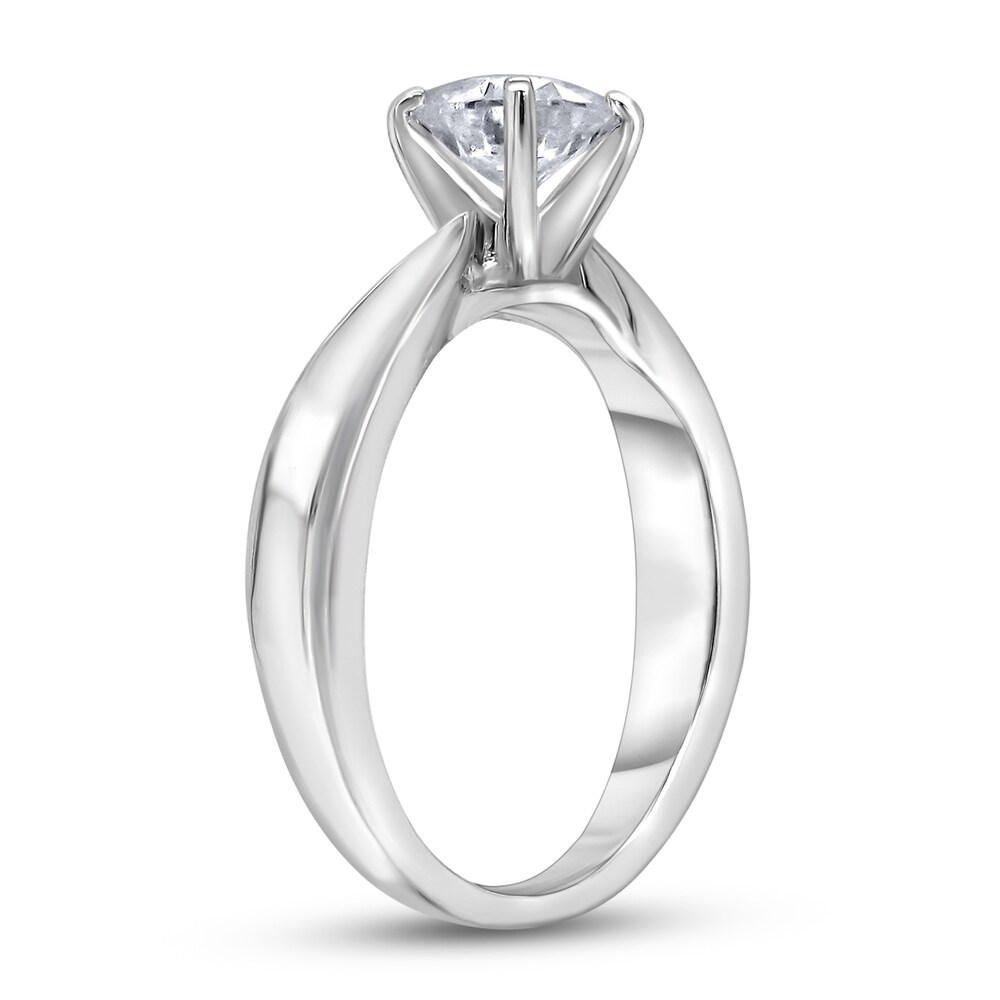 Diamond Solitaire Concave Engagement Ring 3/4 ct tw Round 14K White Gold (I2/I) zU3h6CEc