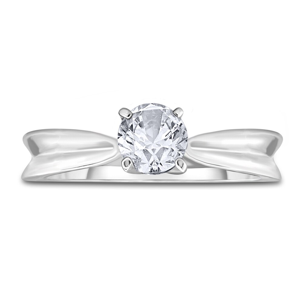 Diamond Solitaire Concave Engagement Ring 3/4 ct tw Round 14K White Gold (I2/I) zU3h6CEc