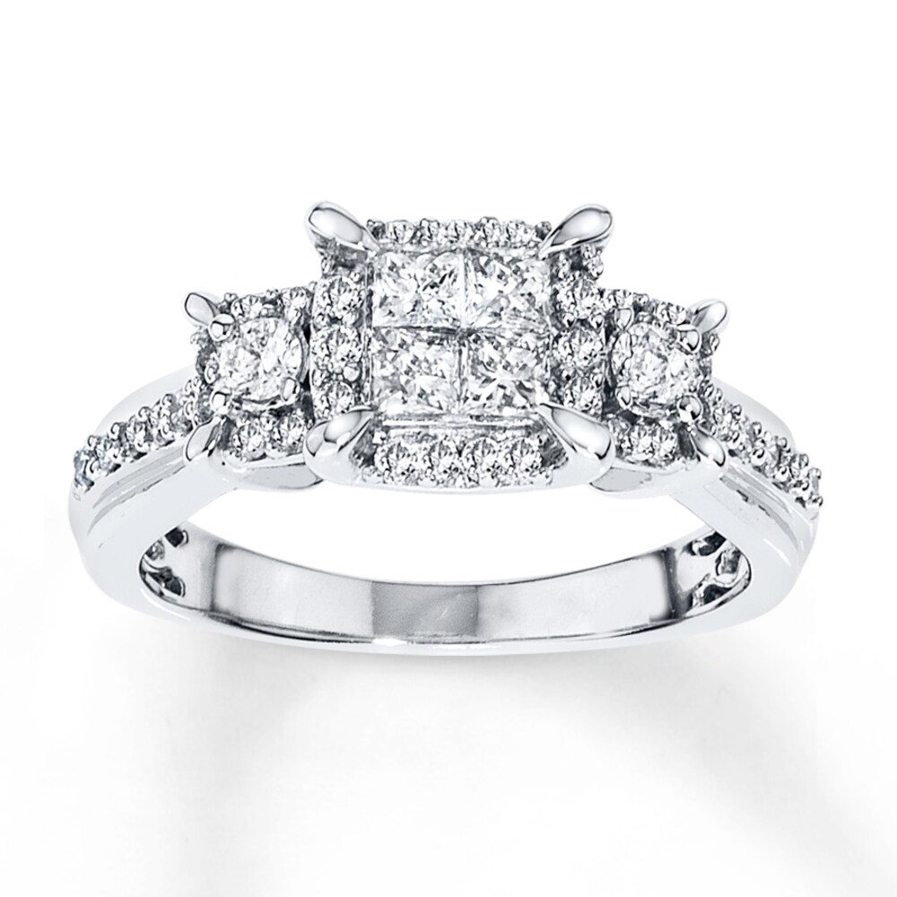 Diamond Engagement Ring 3/4 ct tw Princess-cut 14K White Gold zWvBNOzD