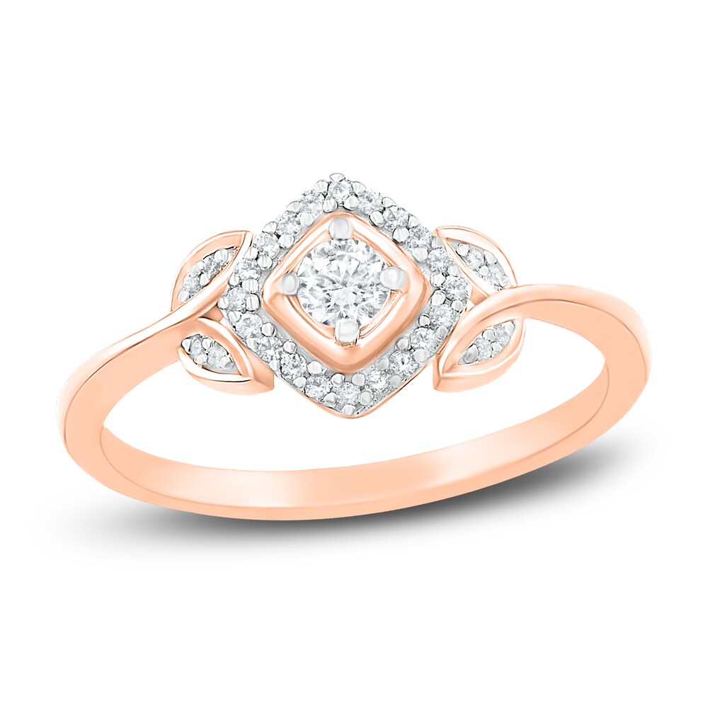 Diamond Promise Ring 1/5 ct tw Round 10K Rose Gold zbJ4Rbdm