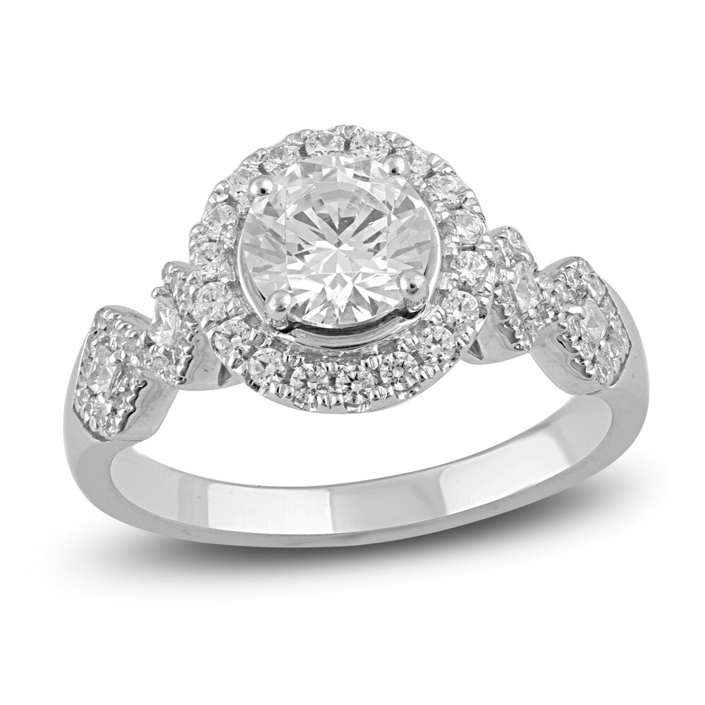 Diamond Engagement Ring 1-1/2 ct tw Round/Princess 14K White Gold zcLvXvMj