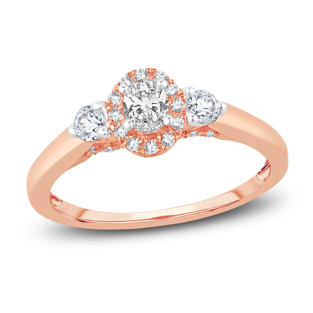 Diamond Ring 3/8 ct tw Oval/Round 14K Rose Gold zdFIj8qW