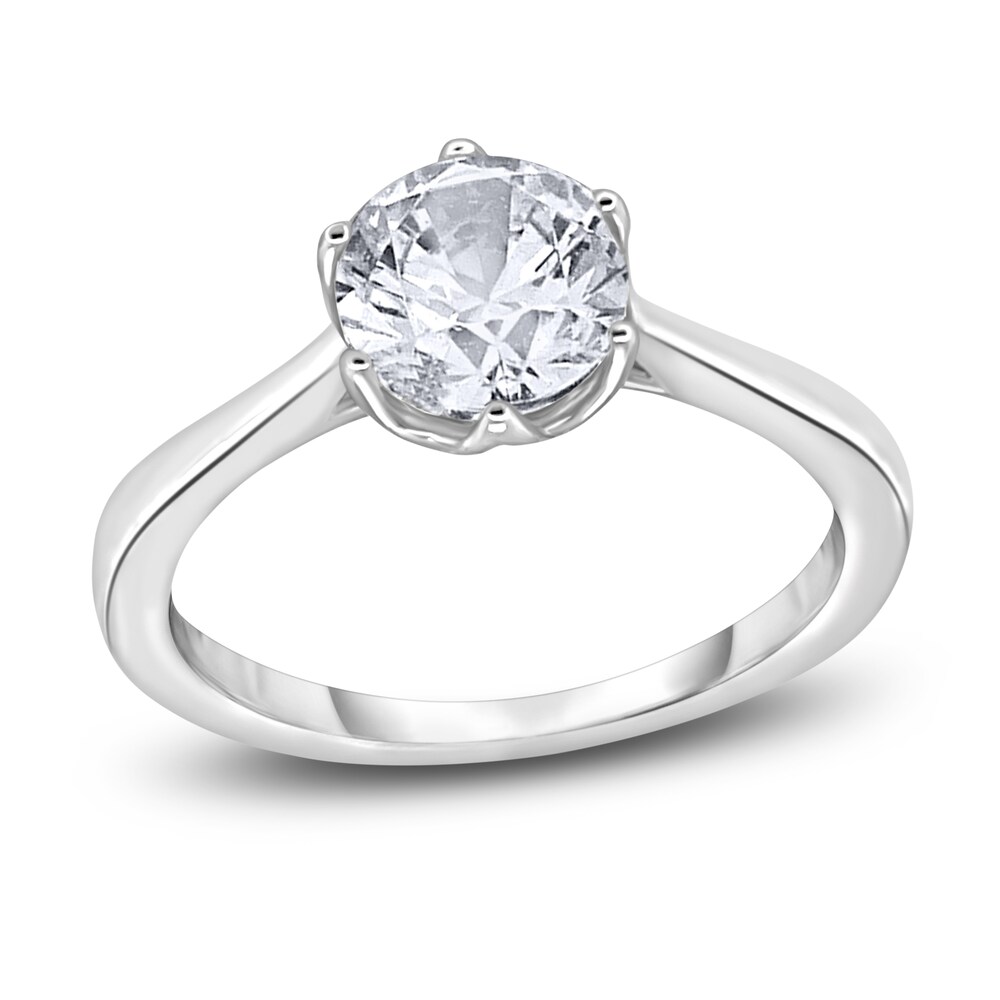 Diamond Cathedral Solitaire Engagement Ring 2 ct tw Round 14K White Gold (I2/I) zmJ9Xj7Y