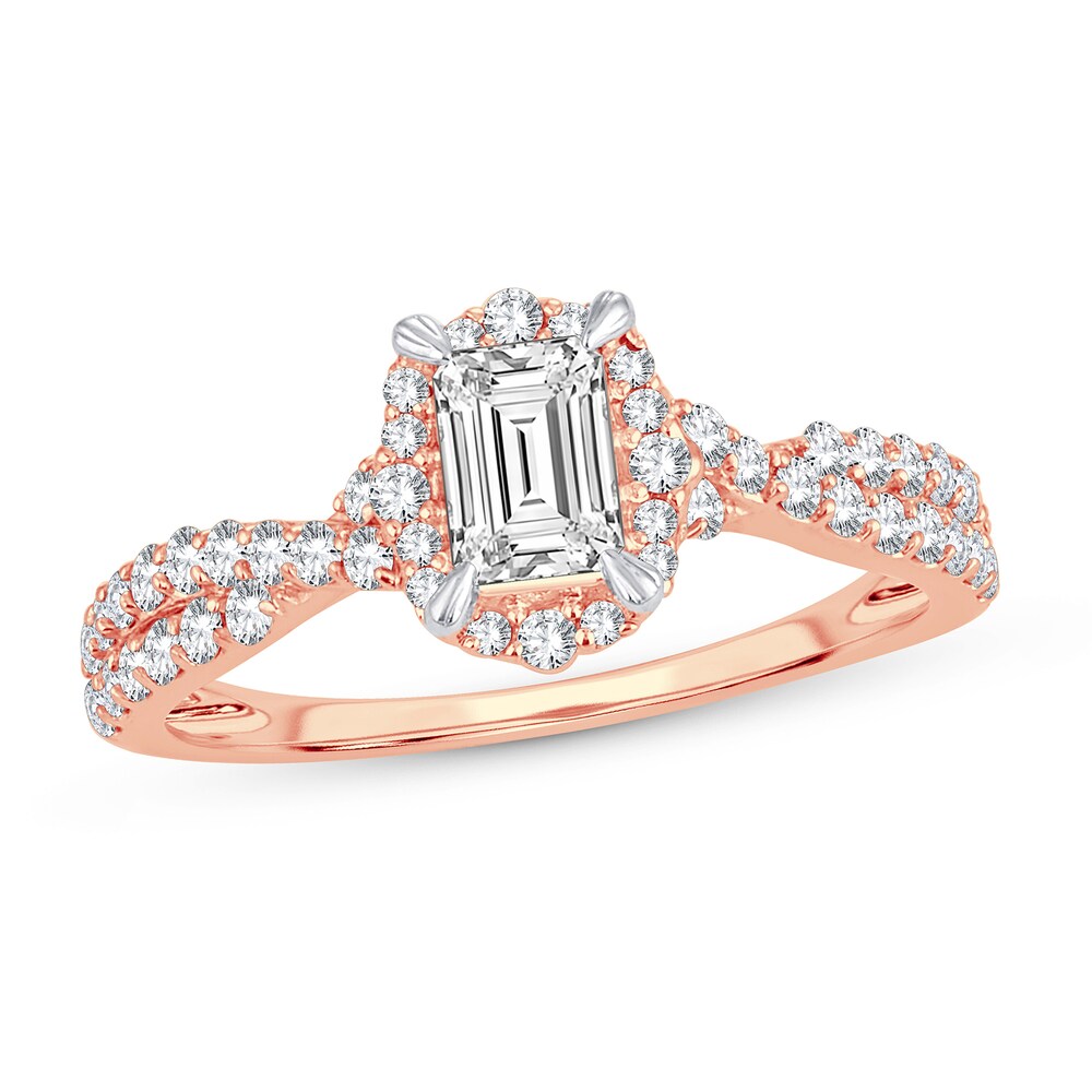 Diamond Ring 1 ct tw Emerald-cut 14K Rose Gold zq5jeRCT