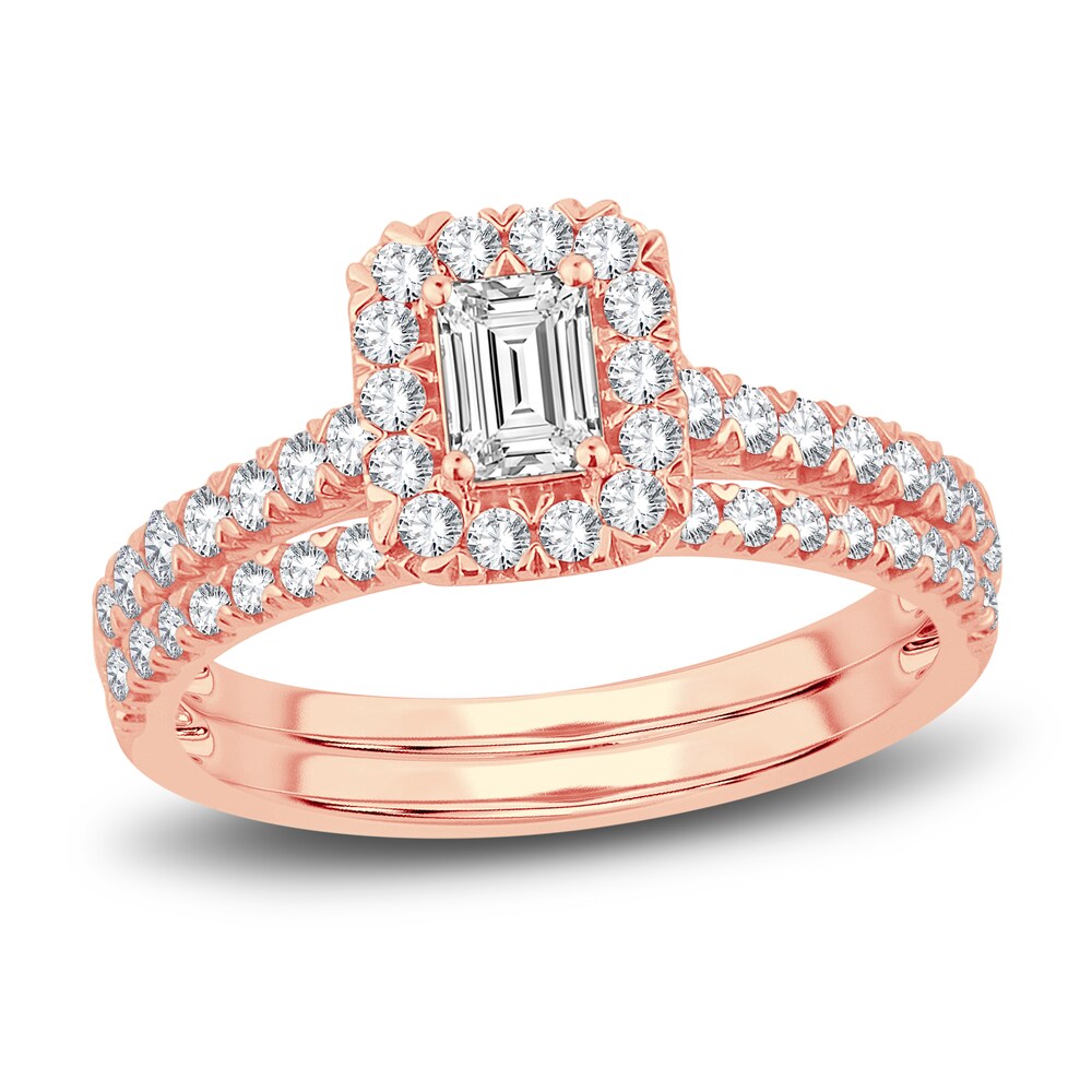 Diamond Bridal Set 1 ct tw Round 14K Rose Gold zxfk5ub8